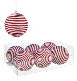 Set med 6 julkulor, röd design