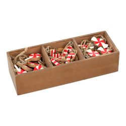 Set Adornos Colgantes Caramelos de Madera de Mango 3 Diseños de Navidad