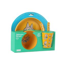 Set Comida para Niños con Taza, Cuenco, Plato y Cubiertos C THE CAT ITotal Idea Regalo