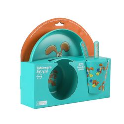 Set Comida para Niños con Taza, Cuenco, Plato y Cubiertos J THE DOG ITotal Idea Regalo