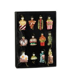 Set de 12 Adornos de Navidad Colgante Comida Rápida Dorado 22,5 x 16,5 x 3,5 cm Edelmann