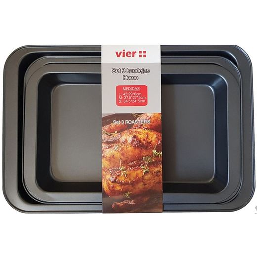 Set med 3 Vier rektangulära ugnsformar