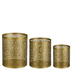 Set of 3 Christmas Candle Holders Gold Edelmann
