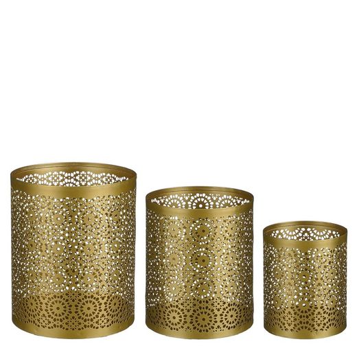 Set of 3 Christmas Candle Holders Gold Edelmann