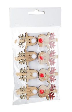 Set van 6 kerstklemtjes rode rendier