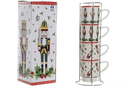 Set of christmas nutcracker mugs porcelain