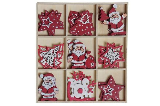Set decoracion navidad 36 uds madera