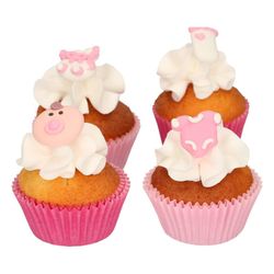 Set decoración postres bebé rosa 12 uds funcakes