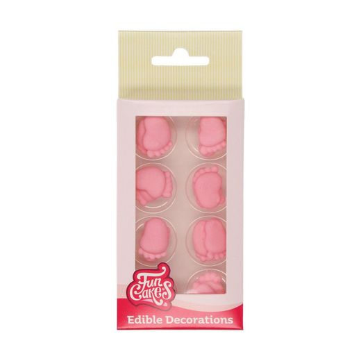 Conjunto de decoração de sobremesa de pés de bebê rosa 16 peças funcakes