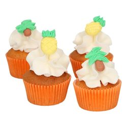 Conjunto de decoração de sobremesa de abacaxi e palmeira tropical 12 pcs funcakes
