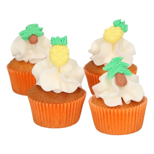 Conjunto de decoração de sobremesa de abacaxi e palmeira tropical 12 pcs funcakes