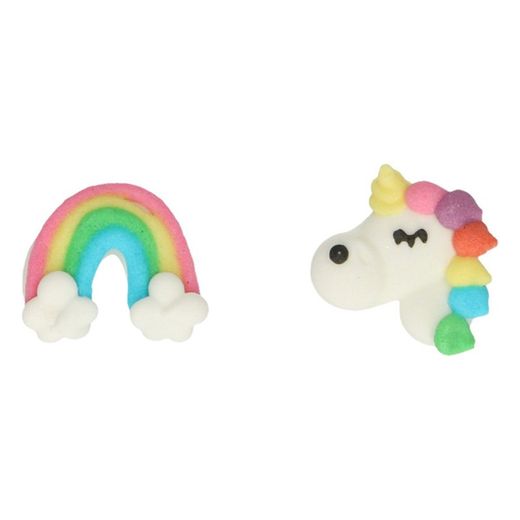Σετ διακοσμητικού γλυκού Rainbow unicorn 16 τμχ funcakes