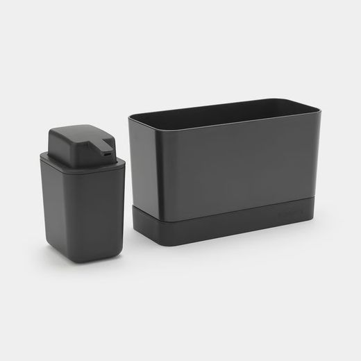 Set organizador para el fregadero + dispensador de jabón Gris Oscuro Brabantia