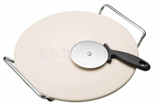 Conjunto de pedra para assar pizza de 32 cm e roda de corte