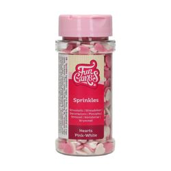 Sprinkle decoración azúcar corazones rosa blanco 60 grs funcakes