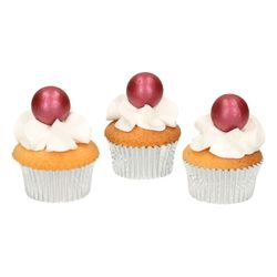 Polvilhe bolos funcakes de pérolas de chocolate rubi 8 unidades