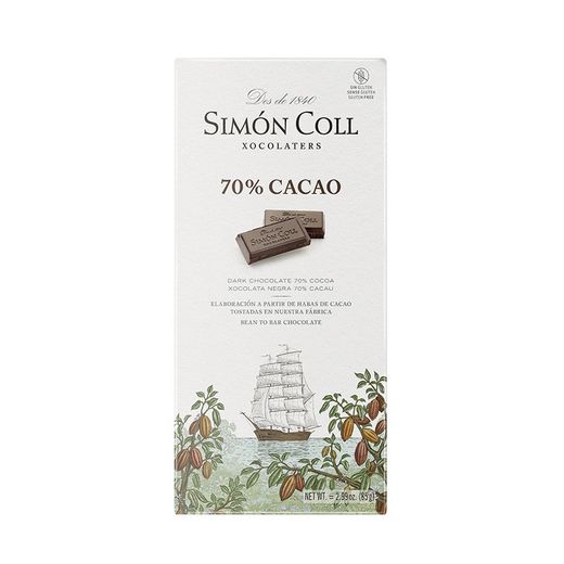 Comprimido de chocolate amargo 70% 85 g simon coll