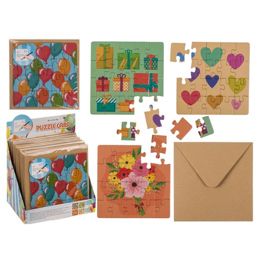 Tarjetas Puzzle de Cumpleaños con Sobre 20 Piezas, 4 Diseños