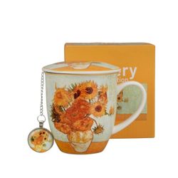 Taza Infusor Bola Girasoles Van Gogh Porcelana Ideal Regalo Duo Art Gallery