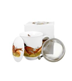 Taza Infusor Faisán Porcelana Ideal Regalo Duo Art Gallery