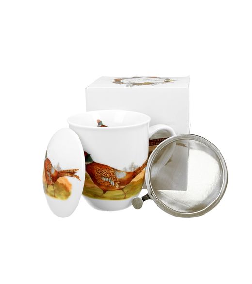 Taza Infusor Faisán Porcelana Ideal Regalo Duo Art Gallery