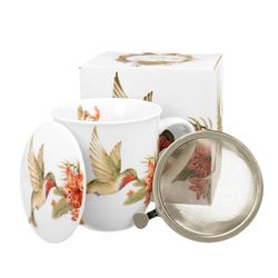 Taza Infusor Hummingbird Duo Porcelana Caja Regalo