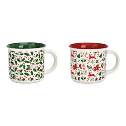 Taza Navideña de Porcelana 2 Diseños Rojo y Verde