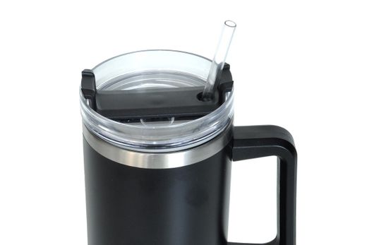 Taza Termo 1200 Ml Negro Con Pajita Iris