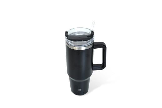 Taza Termo 1200 Ml Negro Con Pajita Iris