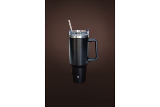 Taza Termo 1200 Ml Negro Con Pajita Iris