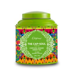 Té verde jengibre cúrcuma the capsoul granel. Lata de 100gr