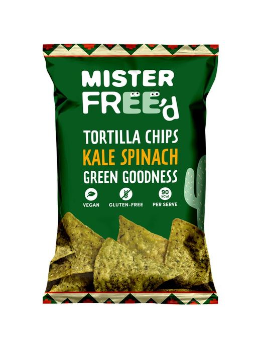 Tortilha chips de couve espinafre mr grátis 135 grs