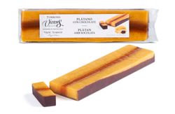 Turrón Artesano Mazapan de plátano con chocolate Especial alargado 300 grs Vicens