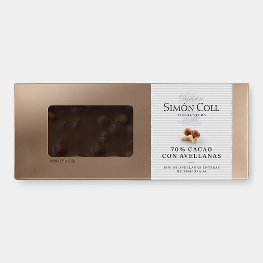 Τούρρον Σοκολάτας Μαύρης 70% Αβελλάνα Simon Coll 250g Αρτιζάνικο