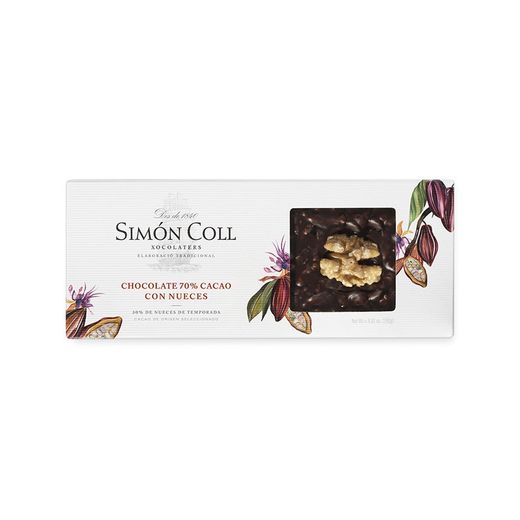 Τούρρον Σοκολάτα Μαύρη 70% με Καρύδια Simon Coll 250g Χειροποίητο