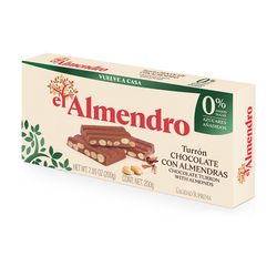 Turrón De Chocolate Con Almendras Sin Azúcar El Almendro 200 grs