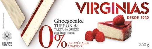 Cheesecake nougat met framboos zonder toegevoegde suiker Virginia's 200 gr glutenvrij