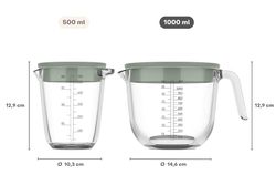 Vaso Medidor Cocina Vidrio Chef It Mepal 1000 ml con tapa chalk