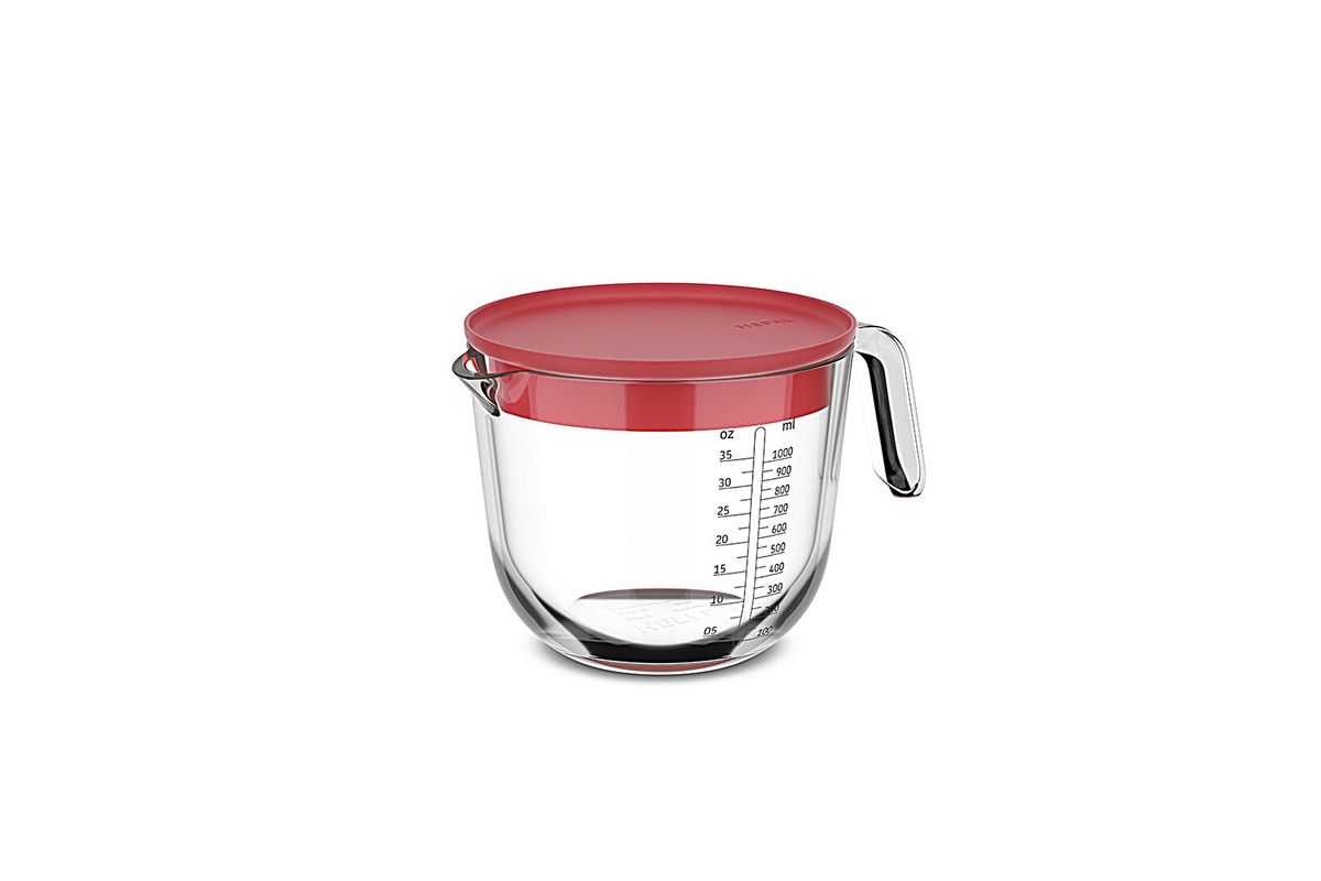 Vaso Medidor Cocina Vidrio Chef It Mepal 1000 ml con tapa coral