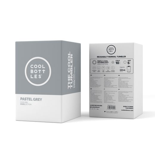 Vaso Térmico Acero Inox Pastel Grey 330 ml Cool Bottle Alta Calidad