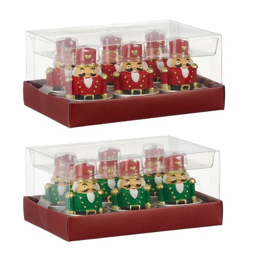 Vela Cascanueces Rojo Verde 2 Diseños 6 Piezas 6 x 4 cm Edelmann
