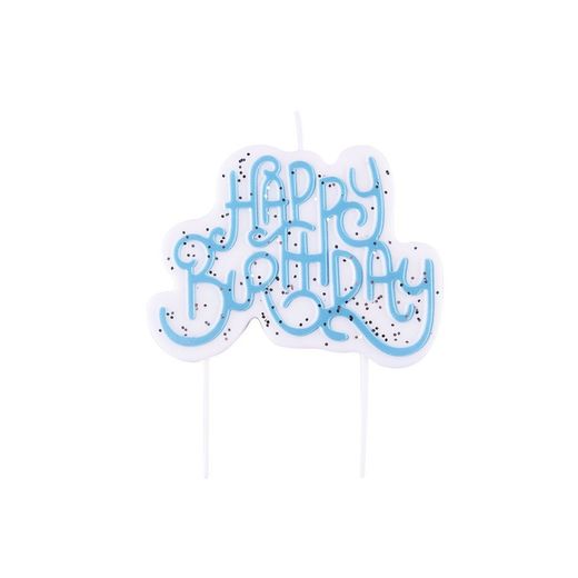 Bougie d'anniversaire bleue scintillante topper pme