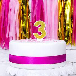 Χρυσή λαμπάδα γενεθλίων νούμερο 3 partydeco