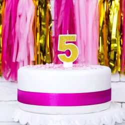 Χρυσή λαμπάδα γενεθλίων νούμερο 5 partydeco