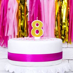 Vela de aniversário dourada número 8 partydeco