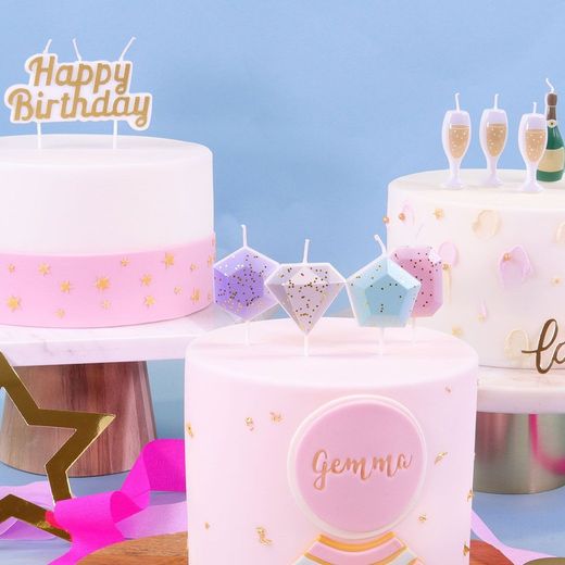 Bougie d'anniversaire or topper doré pme