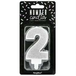 Vela de aniversário de prata número 2 partydeco