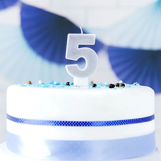 Vela de aniversário de prata número 5 partydeco