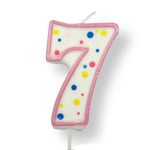 Vela cumpleaños rosa número 7 pme