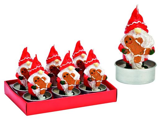 Set candele natalizie con gnomo di pan di zenzero 6 G Wurm
